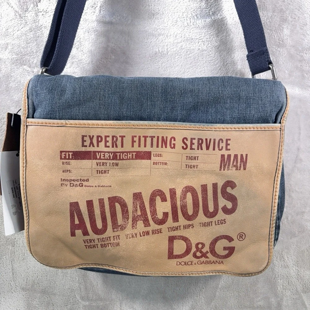Vintage Dolce & Gabbana Audacious Messenger Bag Blue Denim Y2K Archive Rare